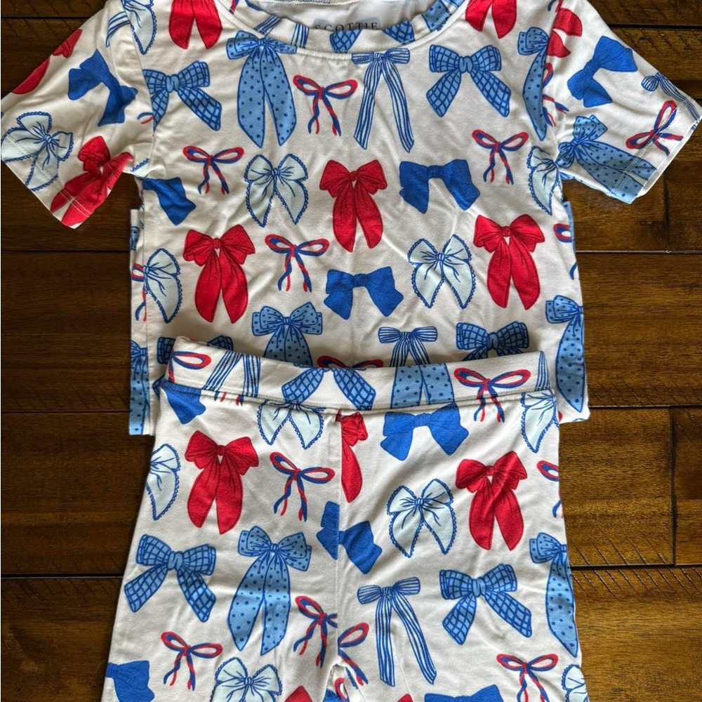 Red white and Blue Bow pjs